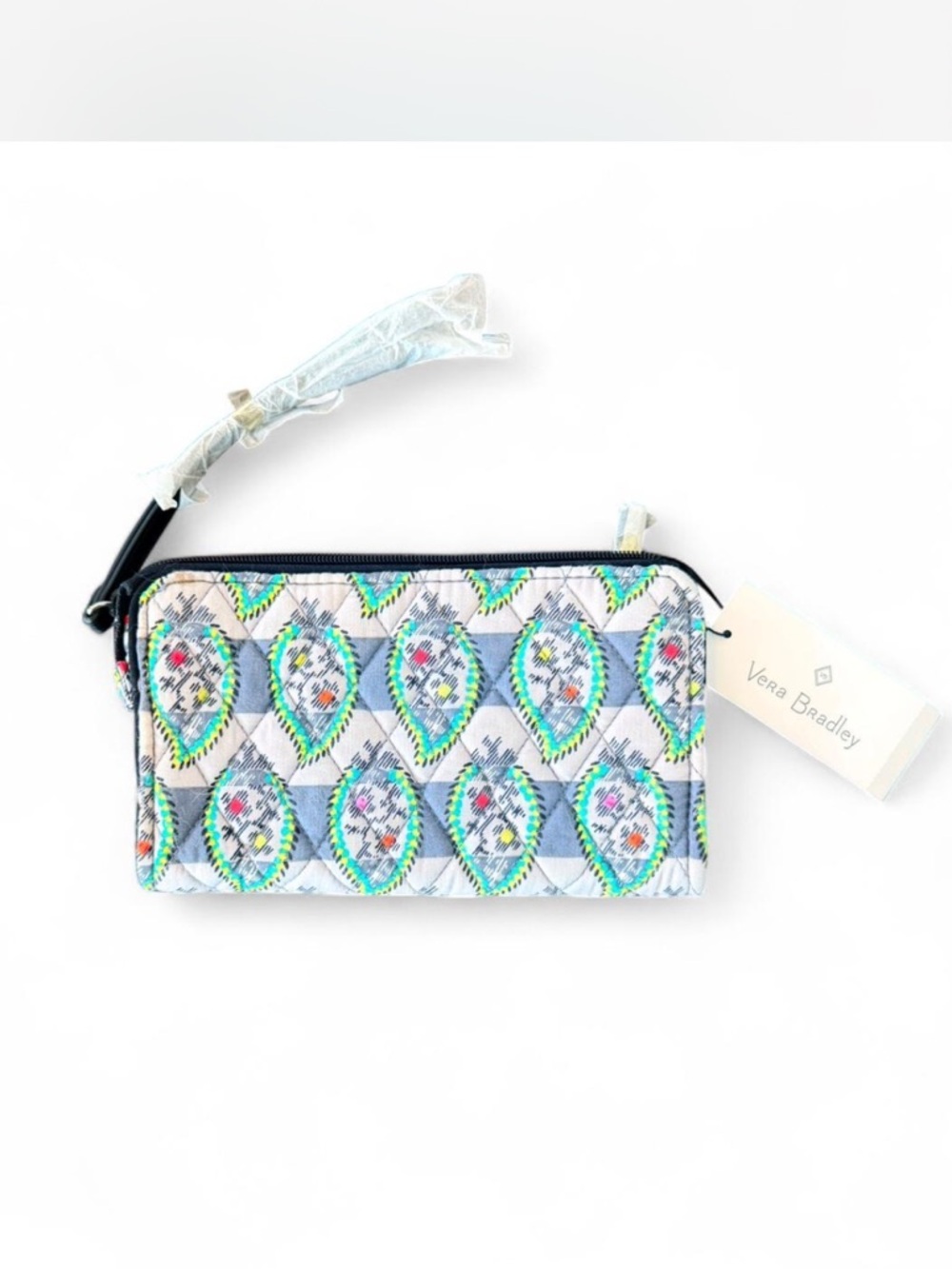 Vera Bradley Light Blue Quilted Floral Wristlet